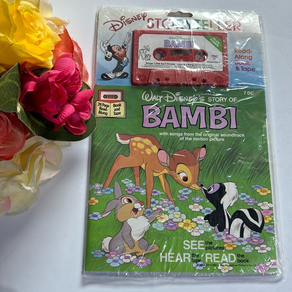 Walt Disney Bambi Storyteller Cassette and Book Read Along 1977 Vintage
